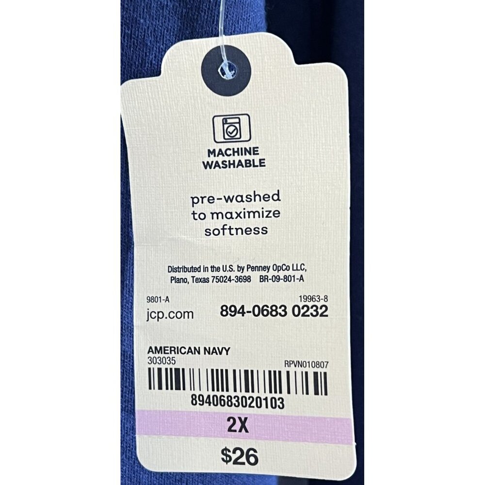 St. Johns Bay Womens 2X Essential Mockneck Long Sleeve Shirt Cotton Navy New - Picture 4 of 6